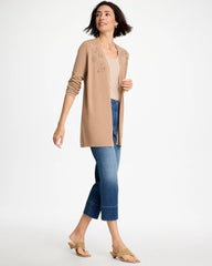 Chico's On Sale Cattail Brown Floral Embroidered Cardigan