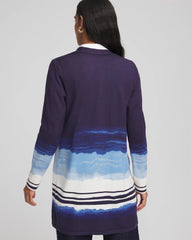 Chico's Discount Passport Blue Stripe Ombre Duster Cardigan