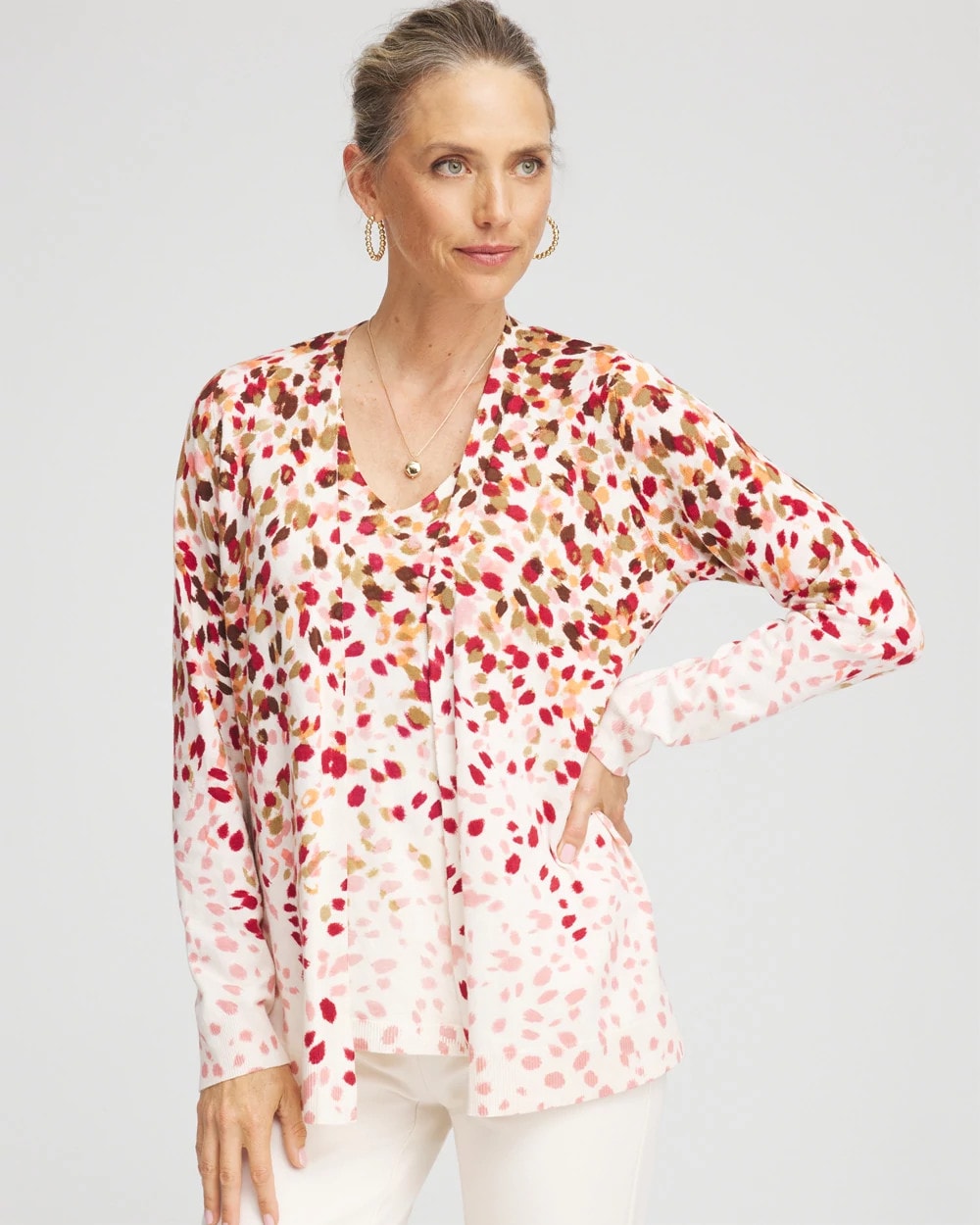 Chico's Sale Multi Ombré Printed V-Neck Cardigan