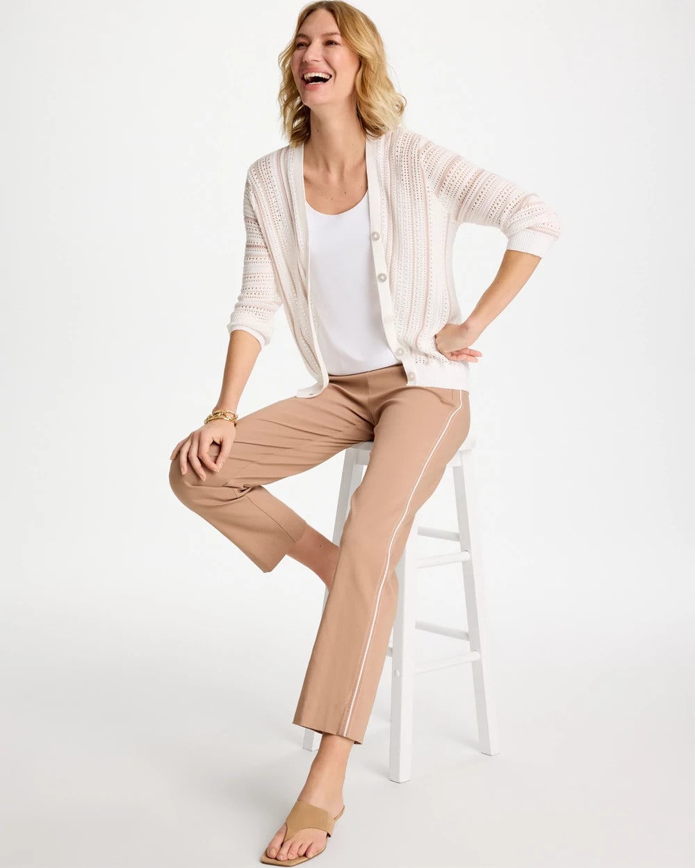 Chico's Online Alabaster Striped Stitchy Cardigan