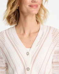 Chico's Online Alabaster Striped Stitchy Cardigan