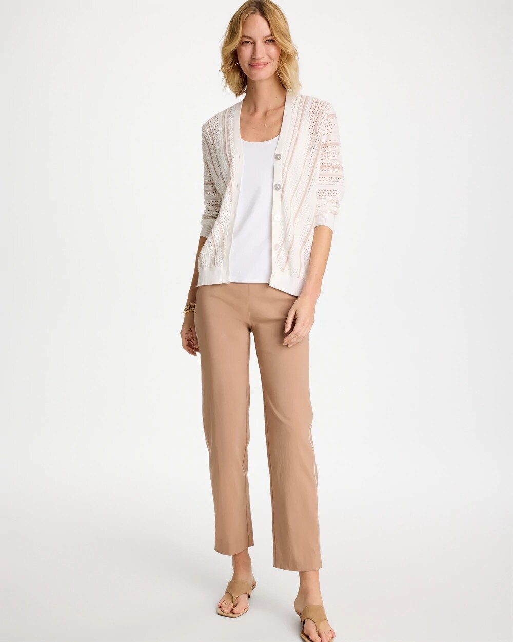 Chico's Online Alabaster Striped Stitchy Cardigan