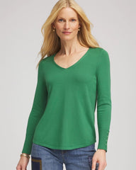 Chico's Outlet Jardin Green Ella V-Neck Pullover Sweater