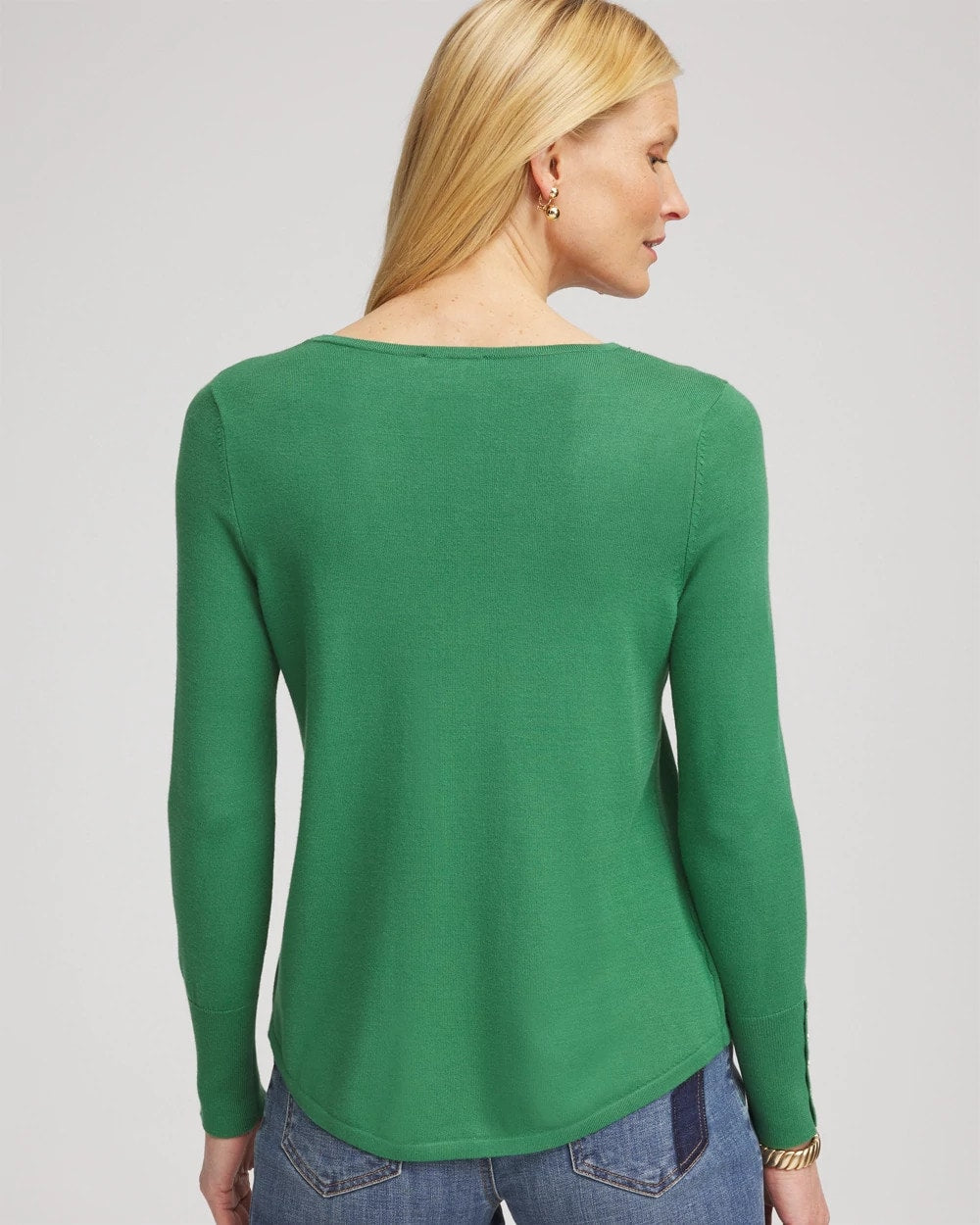 Chico's Outlet Jardin Green Ella V-Neck Pullover Sweater