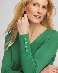 Chico's Outlet Jardin Green Ella V-Neck Pullover Sweater