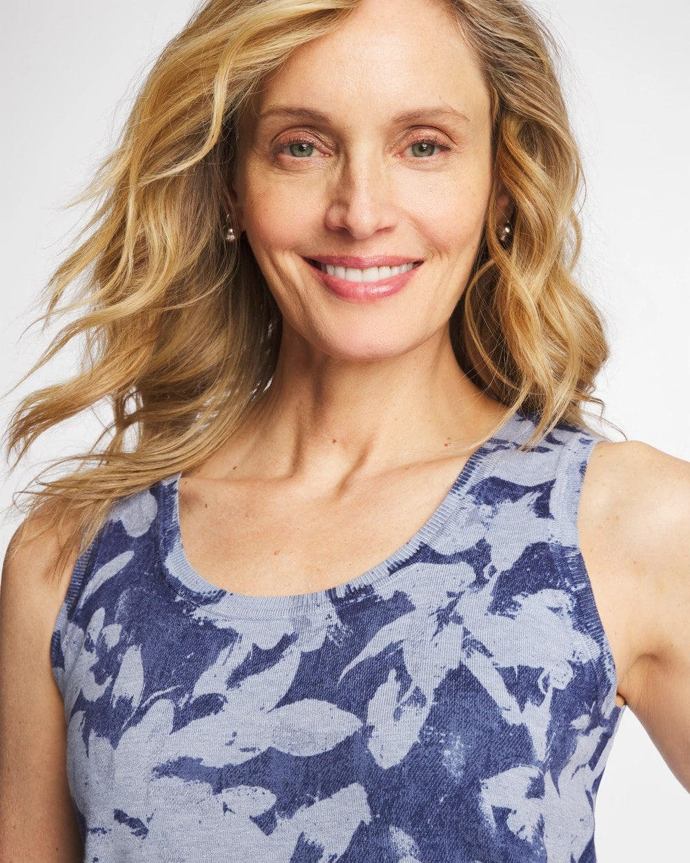 Chico's For Sale Blue Ella Floral Scoopneck Tank