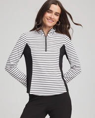 Chico's Online Black Zenergy® UPF Striped Block Half Zip