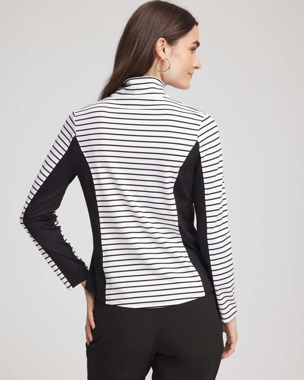 Chico's Online Black Zenergy® UPF Striped Block Half Zip
