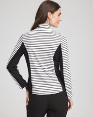 Chico's Online Black Zenergy® UPF Striped Block Half Zip