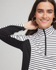Chico's Online Black Zenergy® UPF Striped Block Half Zip