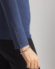 Chico's Discount Indigo Sky Ella Button Cuff Turtleneck Sweater