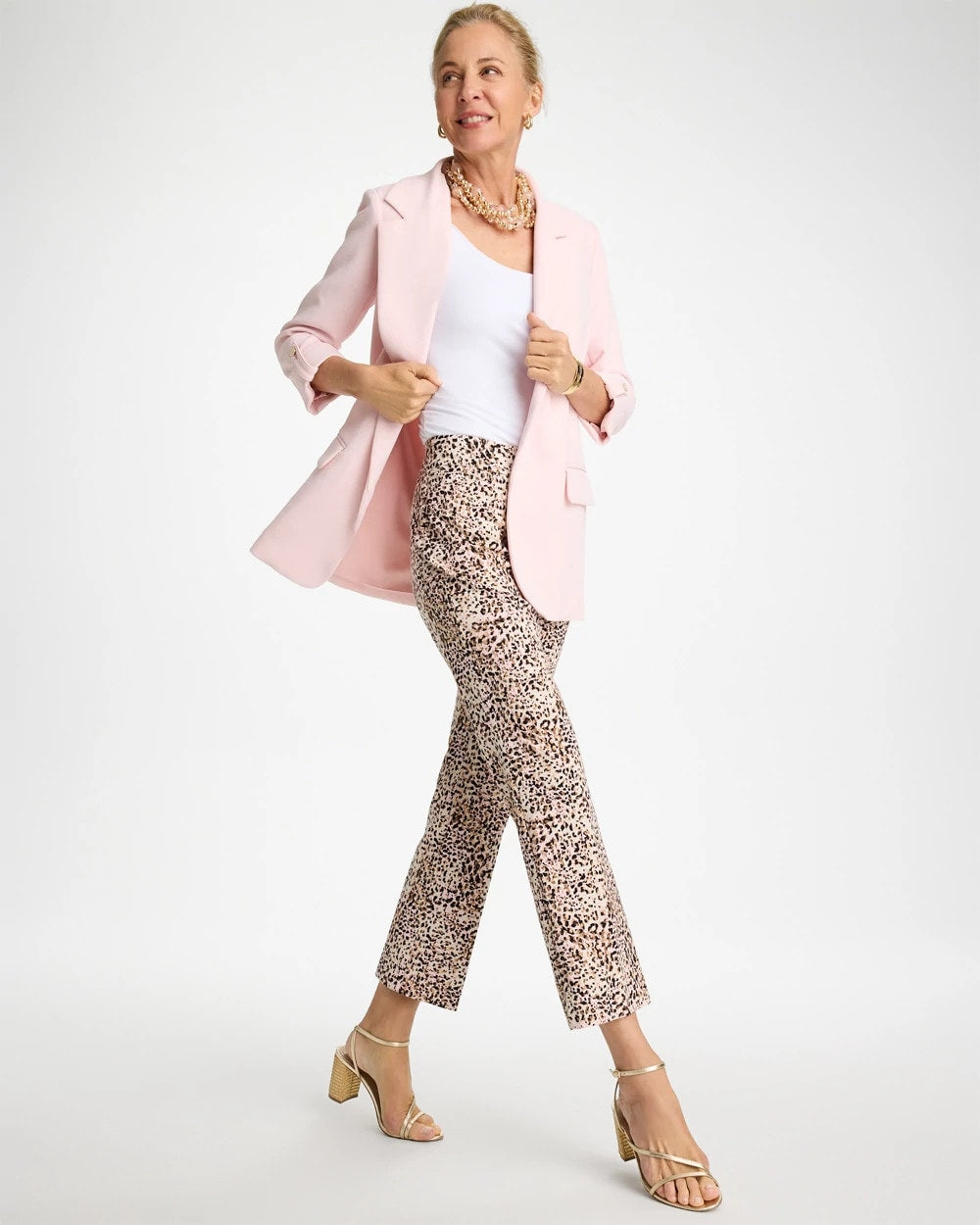 Chico's Sale Pale Sand Brigitte™ Animal Print Crop Flare Pants