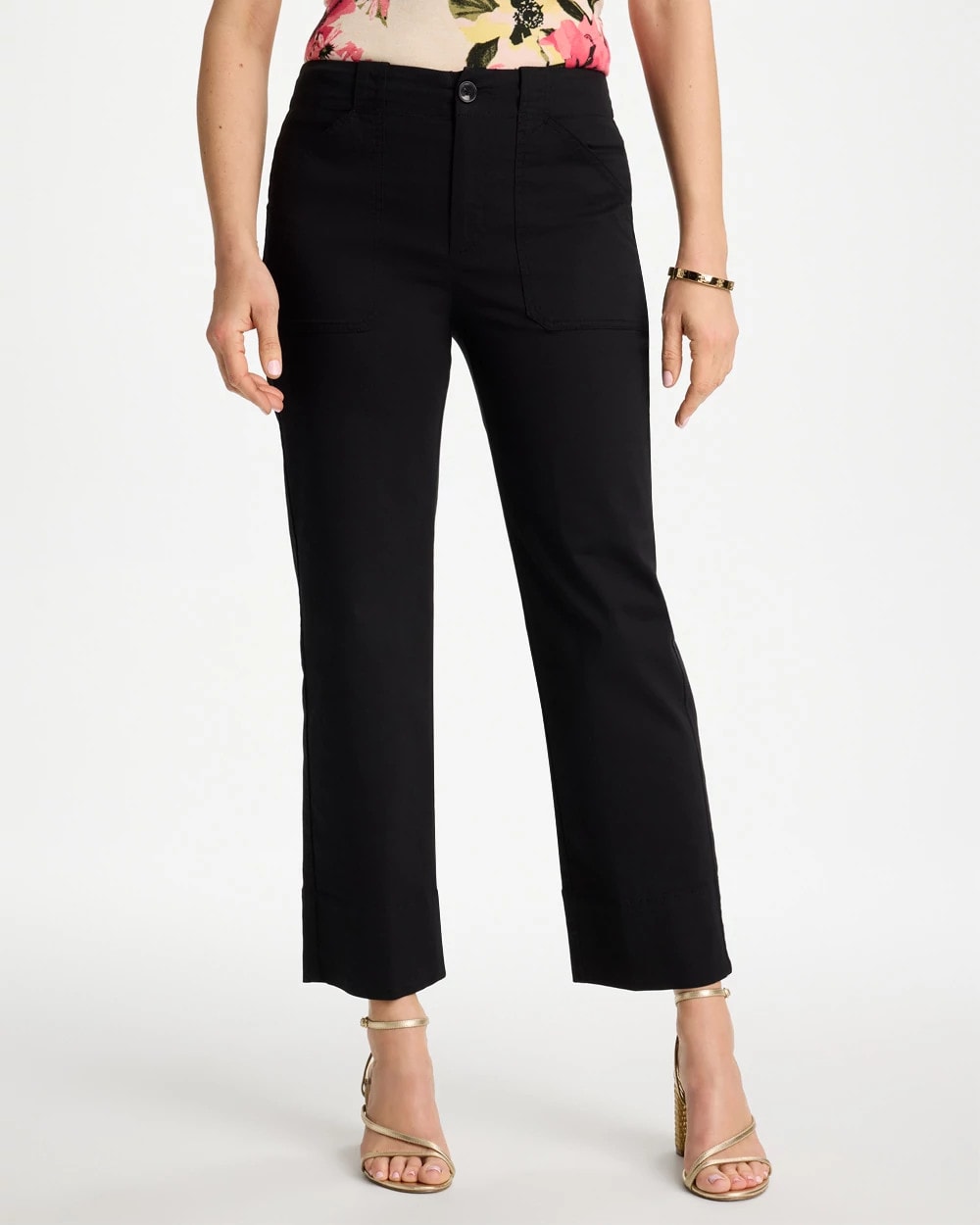 Chico's Outlet Black High Hem Straight Crop Pants