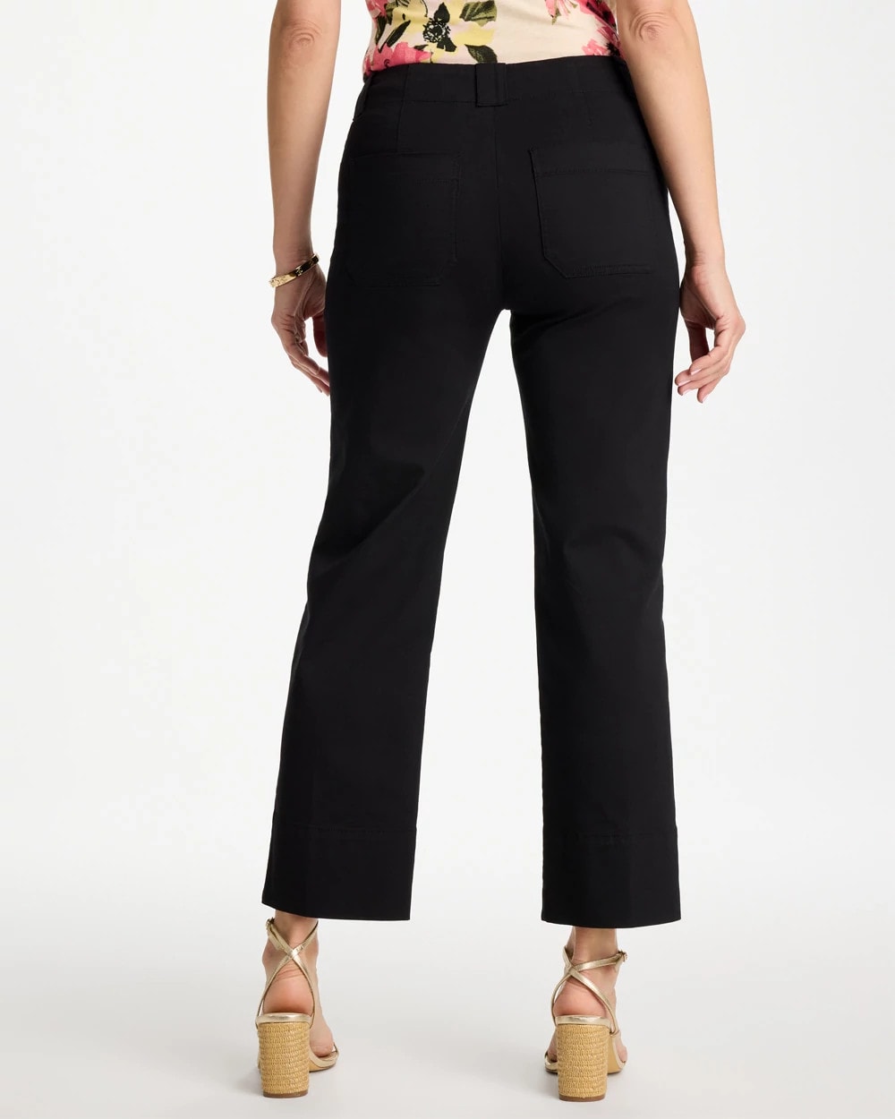 Chico's Outlet Black High Hem Straight Crop Pants