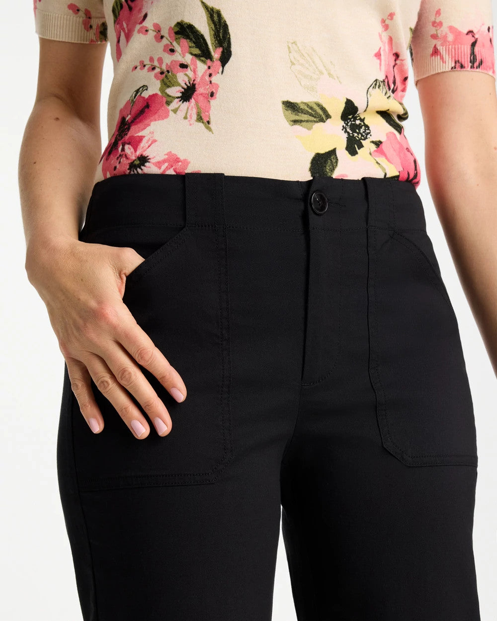 Chico's Outlet Black High Hem Straight Crop Pants