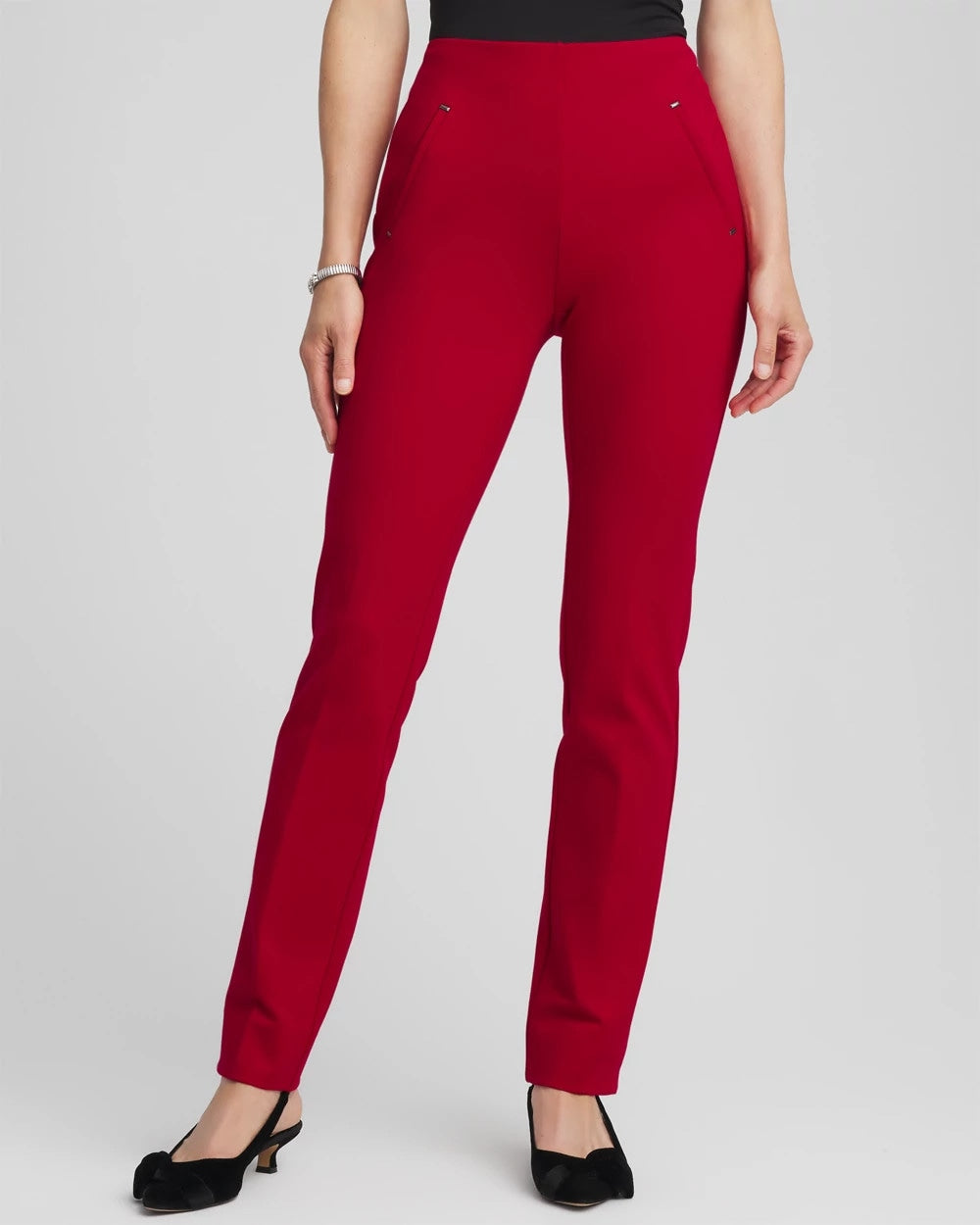 Chico's On Sale Carmine Red Juliet Slim Trim Detail Pants