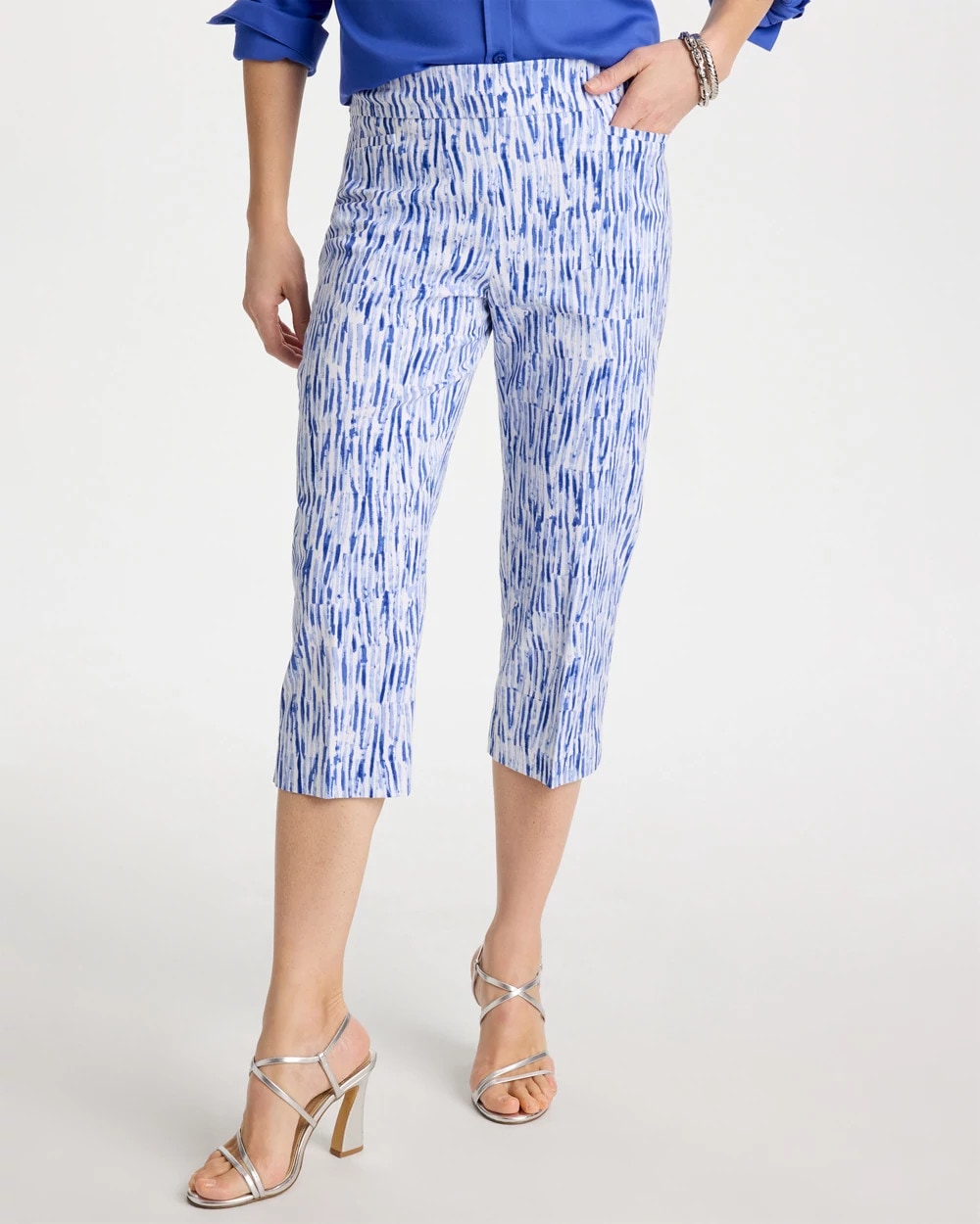 Chico's Sale Amparo Blue Brigitte™ Slim Infinite Lines Capri Pants