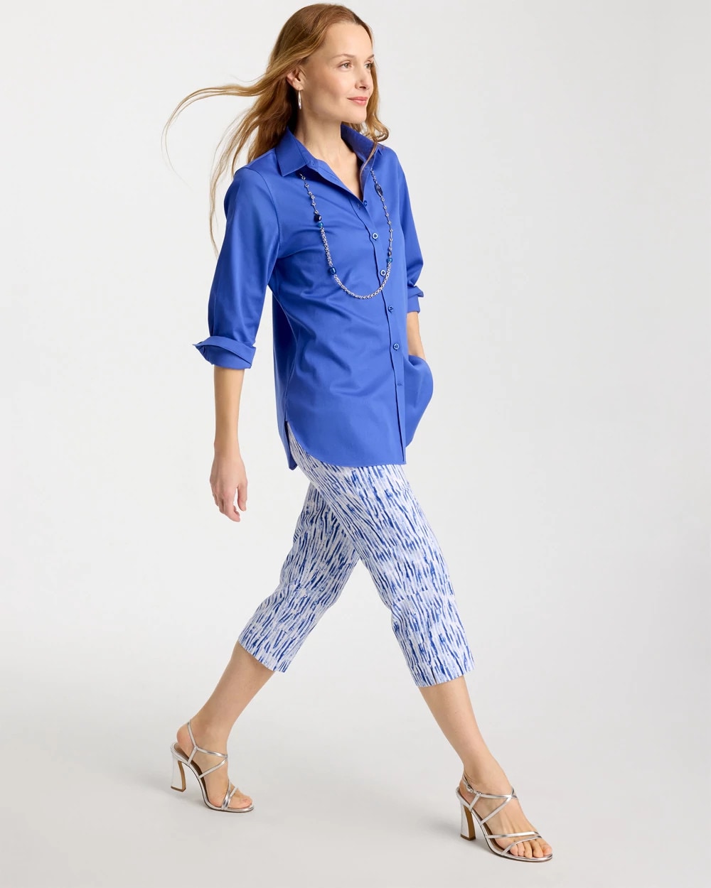 Chico's Sale Amparo Blue Brigitte™ Slim Infinite Lines Capri Pants