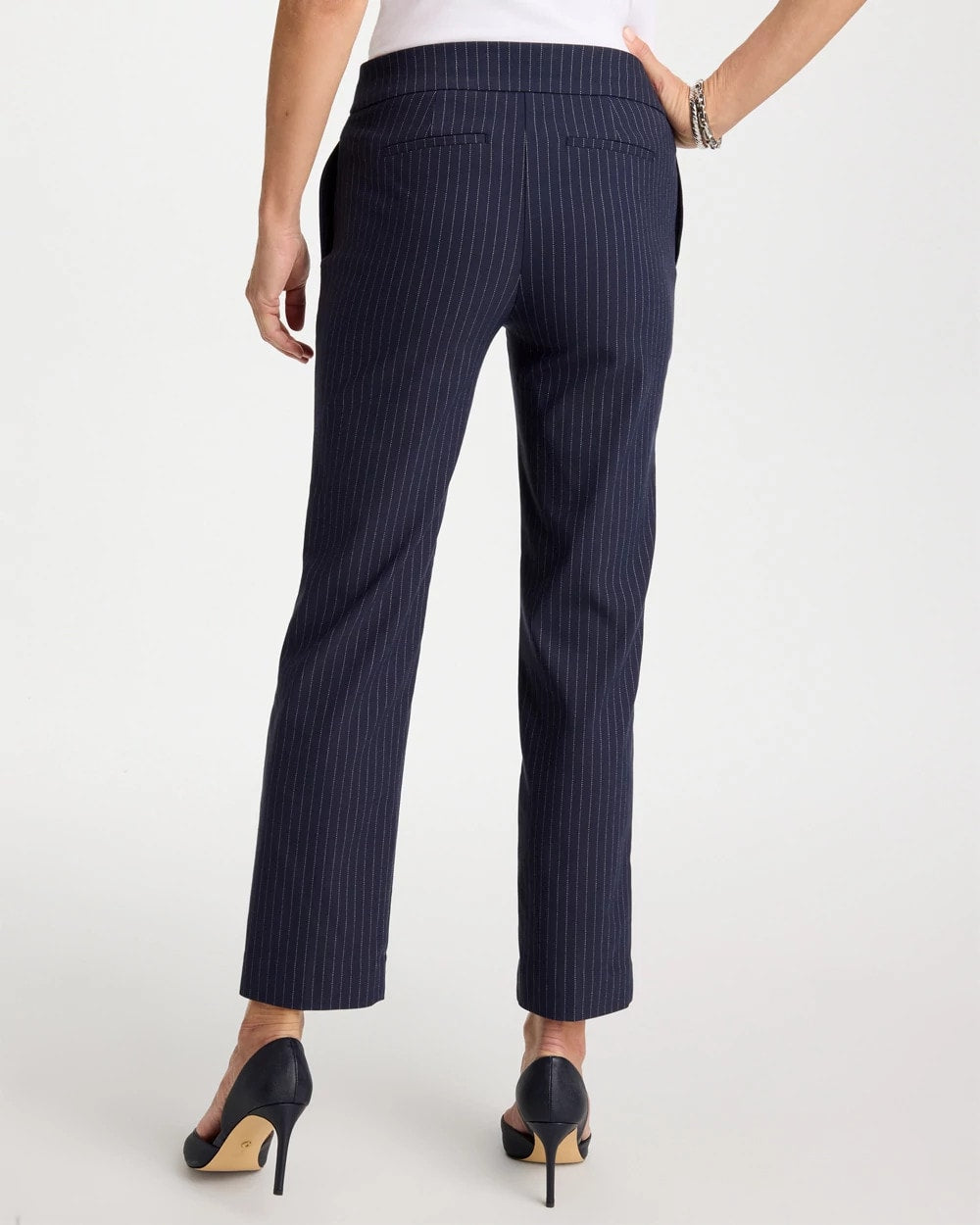Chico's Outlet Navy Brigitte™ Straight Pinstripe Cropped Pants