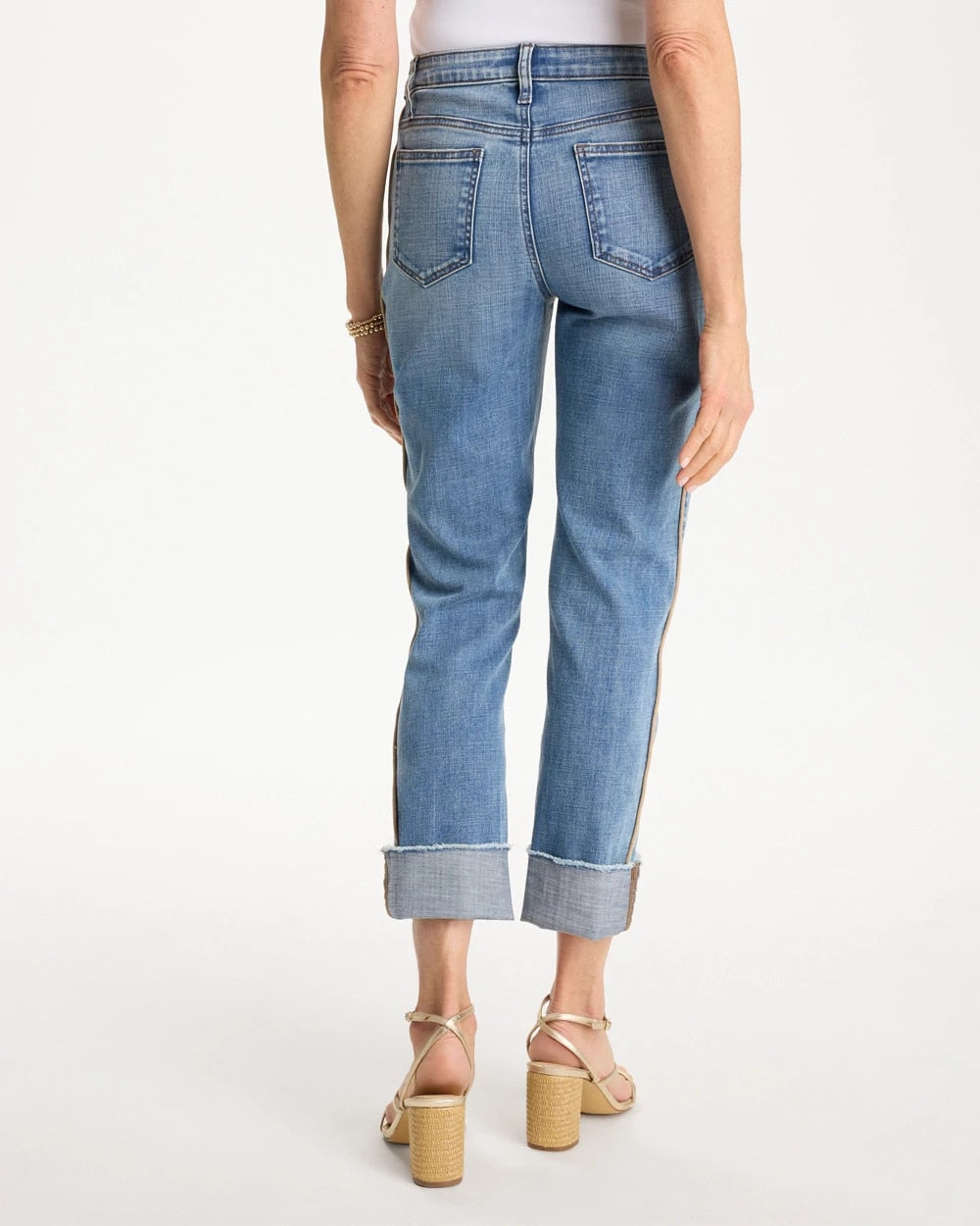 Chico's For Sale Allegro Indigo Girlfriend Roll Cuff Crop Jeans