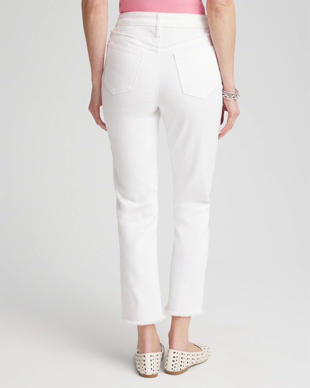 Chico's Discount Alabaster Girlfriend Frayed Cropped No Stain Jeans