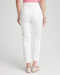 Chico's Discount Alabaster Girlfriend Frayed Cropped No Stain Jeans