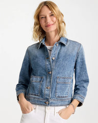 Chico's Outlet Sakura Indigo Denim Cropped Trucker Jacket