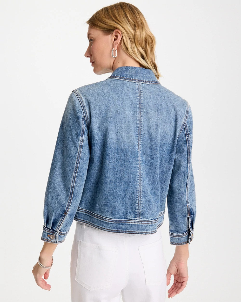 Chico's Outlet Sakura Indigo Denim Cropped Trucker Jacket