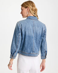 Chico's Outlet Sakura Indigo Denim Cropped Trucker Jacket