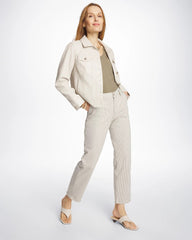 Chico's Discount Lichen Stripe Girlfriend Straight Ankle Jeans