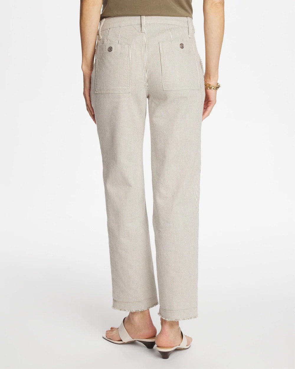 Chico's Discount Lichen Stripe Girlfriend Straight Ankle Jeans