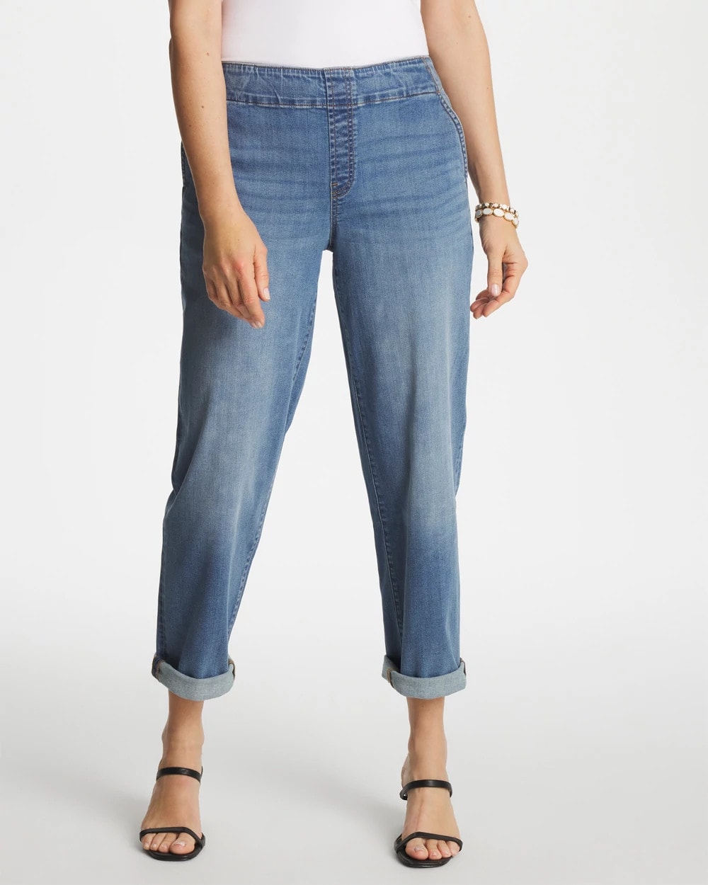 Chico's Outlet Bailey Indigo Pull-On Boyfriend Cropped Jeans