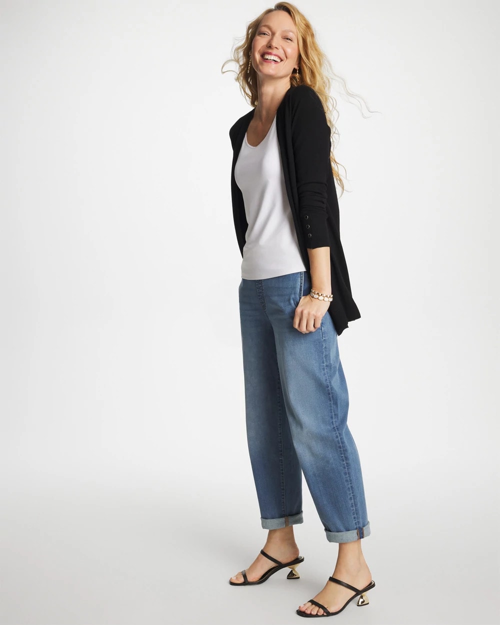 Chico's Outlet Bailey Indigo Pull-On Boyfriend Cropped Jeans