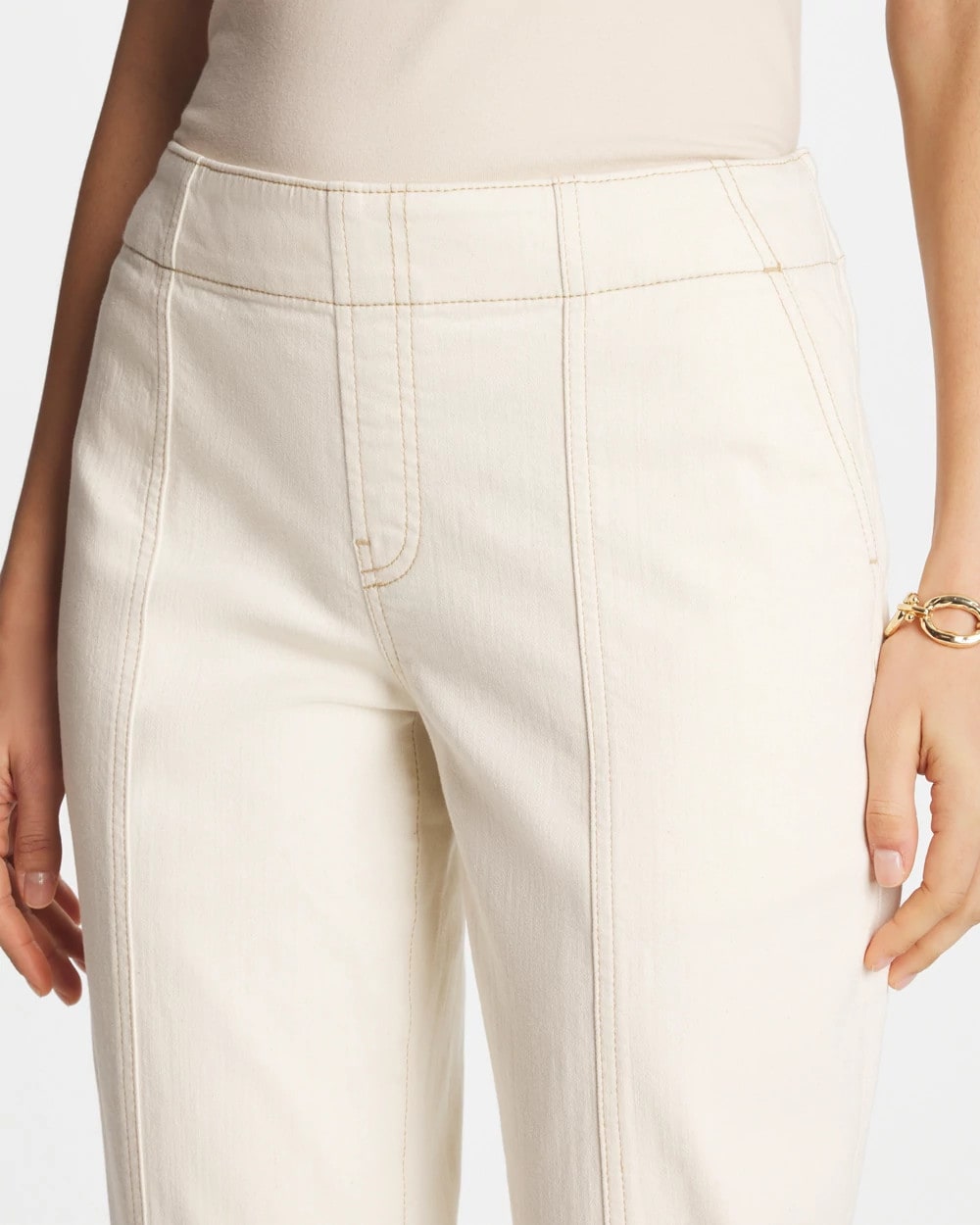 Chico's On Sale Natural Seeded Pull-On Boyfriend Utility Cropped Jeans