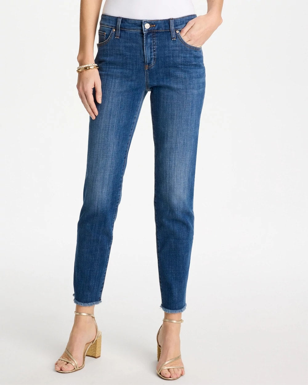 Chico's For Sale Kailua Indigo Girlfriend Slim Frayed Ankle Jeans