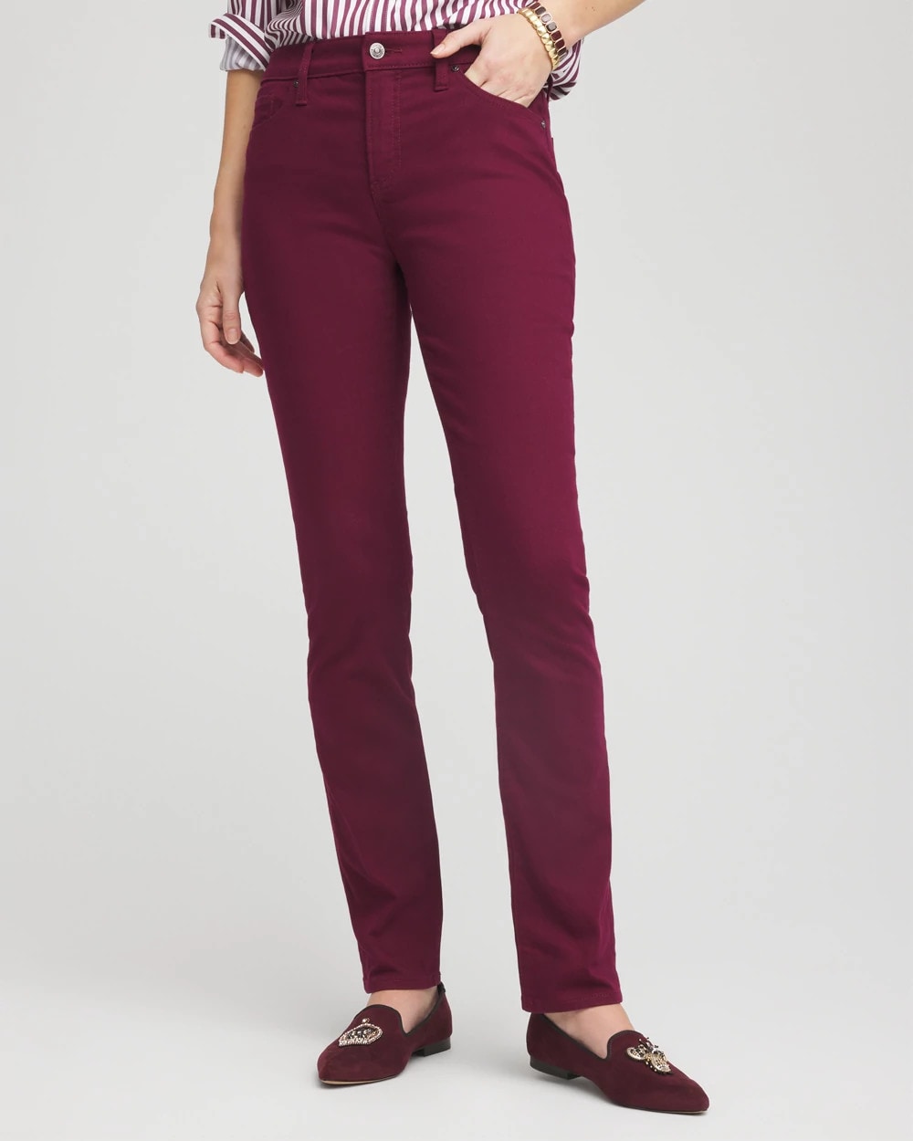 Chico's Discount Deep Chianti Girlfriend Slim Full-Length Jeans