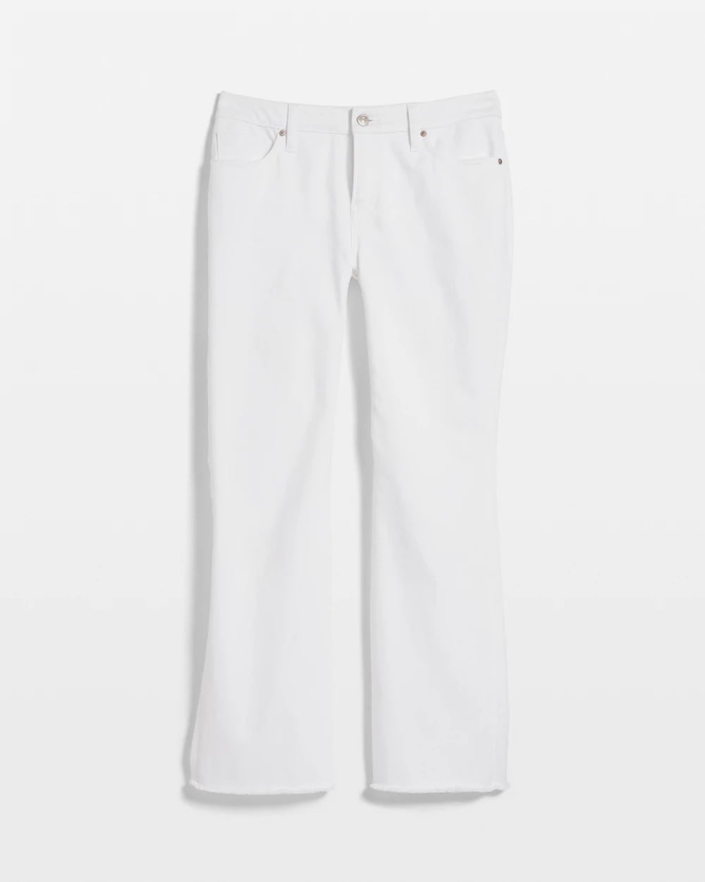 Chico's Outlet Alabaster Petite No Stain Girlfriend Fray Hem Kick Flares