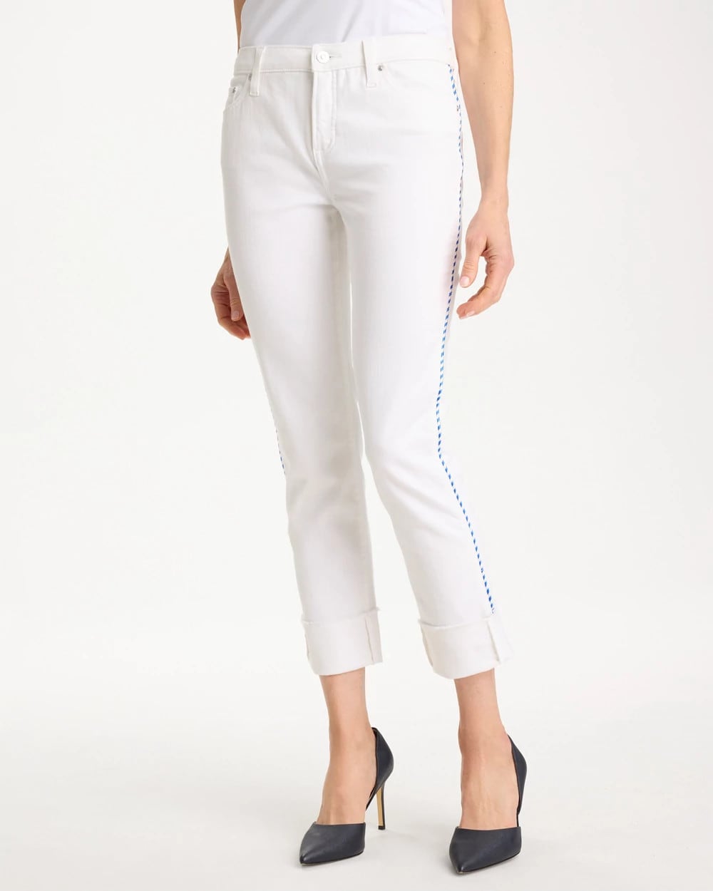 Chico's Sale Alabaster Girlfriend Roll Cuff Crop Jeans
