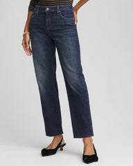Chico's For Sale Flower Moon Indigo Girlfriend Straight Ankle Jeans