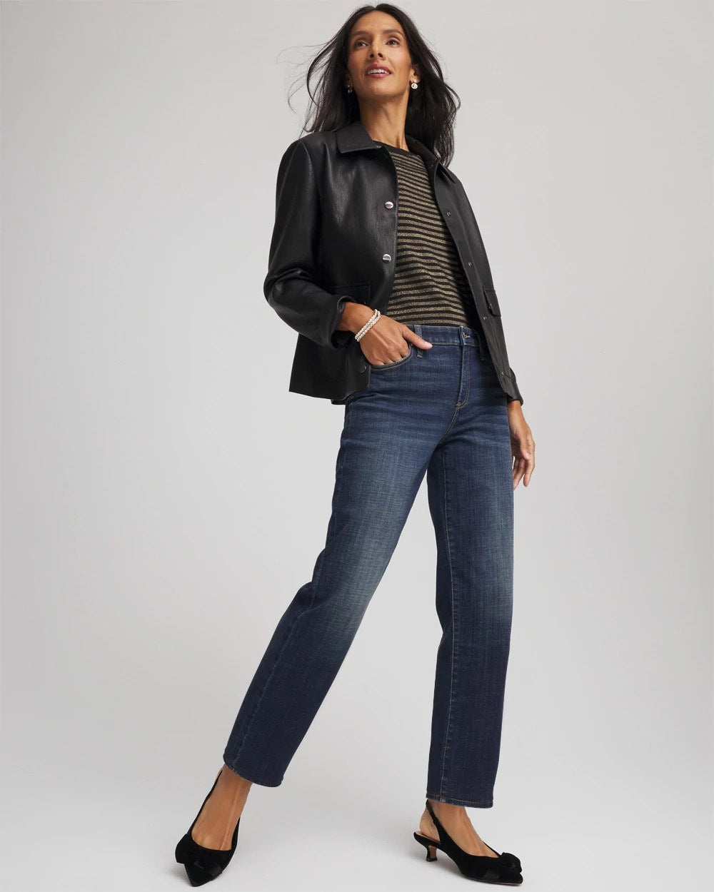 Chico's For Sale Flower Moon Indigo Girlfriend Straight Ankle Jeans