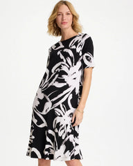 Chico's For Sale Black/White Travelers™ Knit New Bloom Day Dress