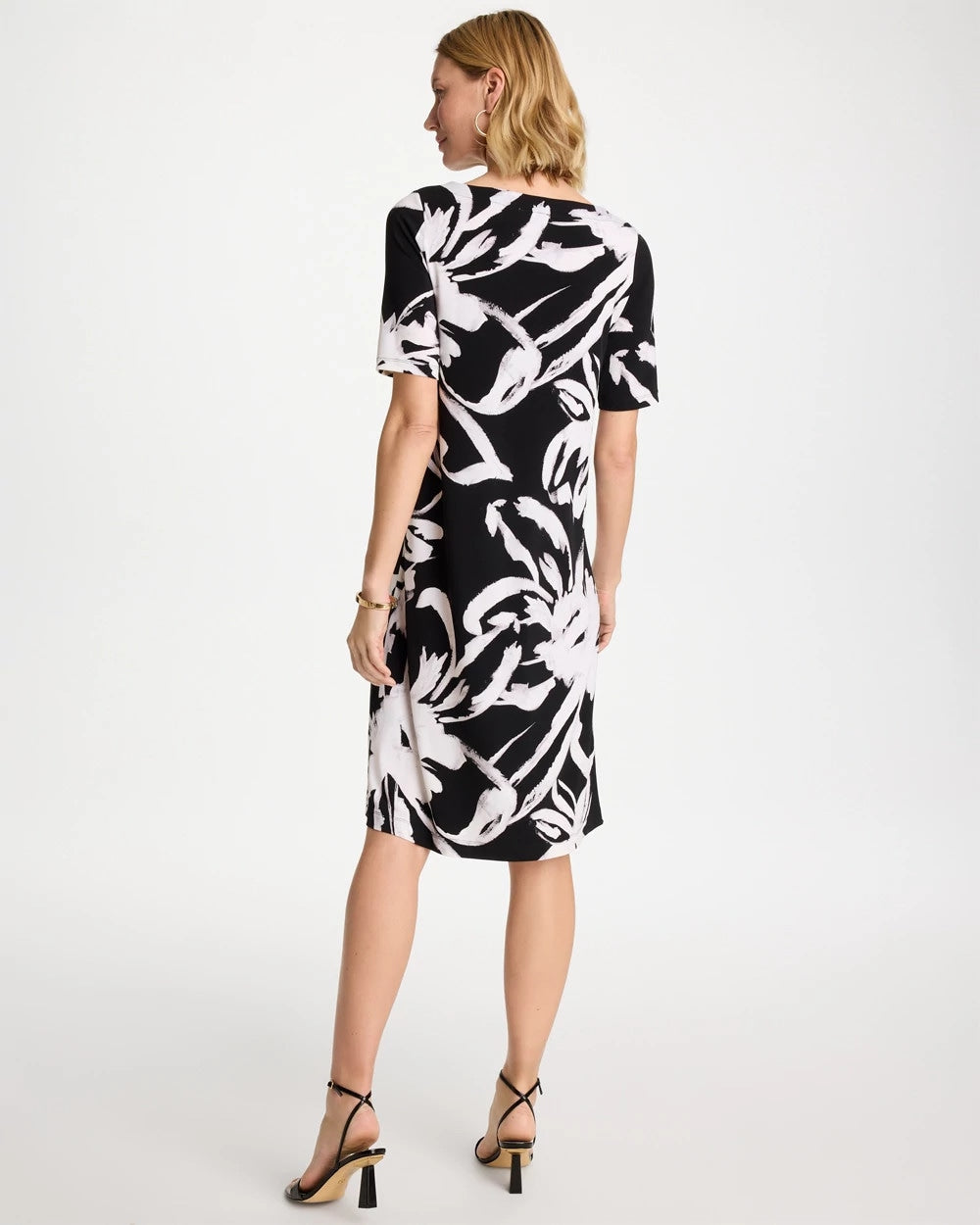 Chico's For Sale Black/White Travelers™ Knit New Bloom Day Dress