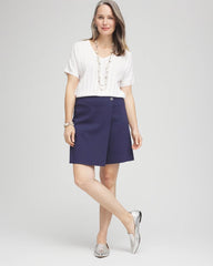 Chico's Outlet Passport Blue Brigitte™ Pull-On Asymmetrical Wrap Skort