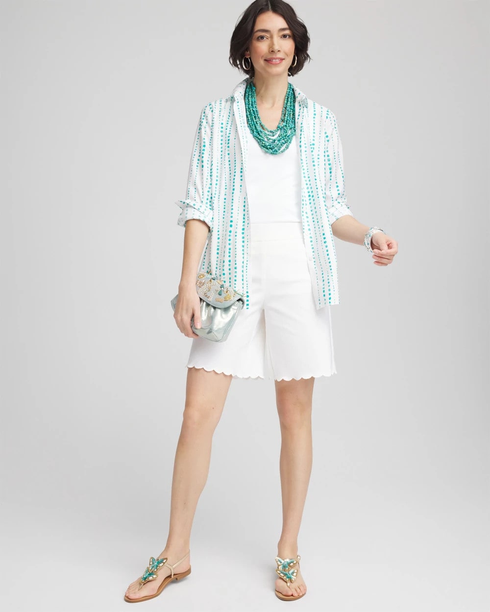 Chico's Online Alabaster Brigitte™ Pull-On Scallop-Hem Shorts