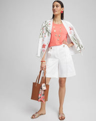Chico's Discount Alabaster Sateen Tab-Front A-line Shorts
