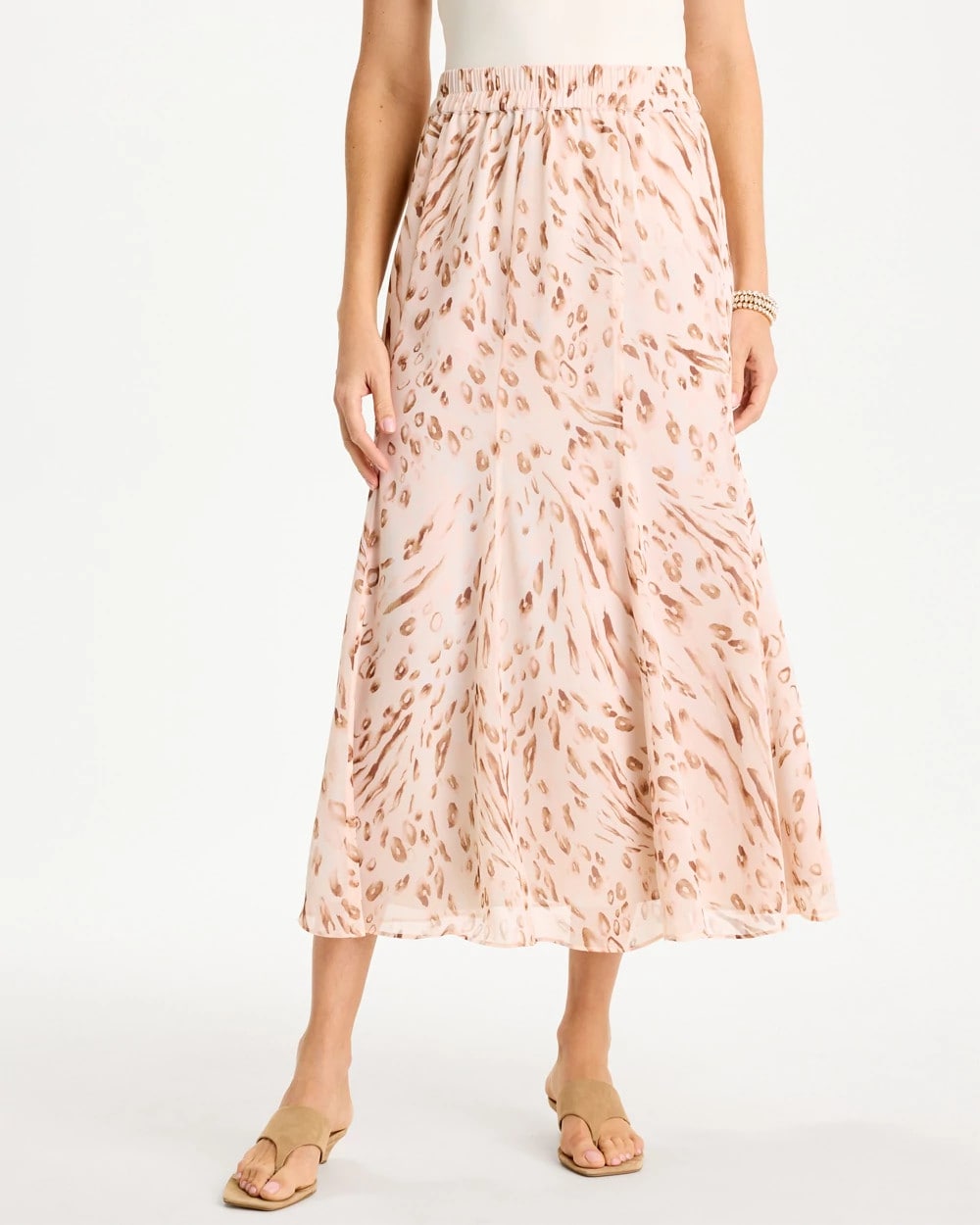 Chico's Outlet Sweet Blossom Cheetah Pull-On Godet Skirt