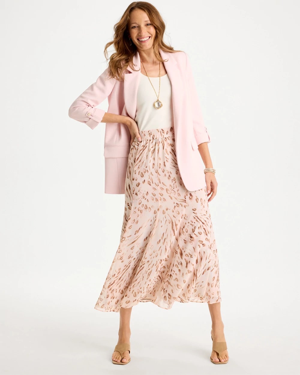 Chico's Outlet Sweet Blossom Cheetah Pull-On Godet Skirt