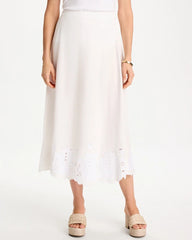 Chico's For Sale Alabaster Alabaster Twill Embroidered Hem Skirt