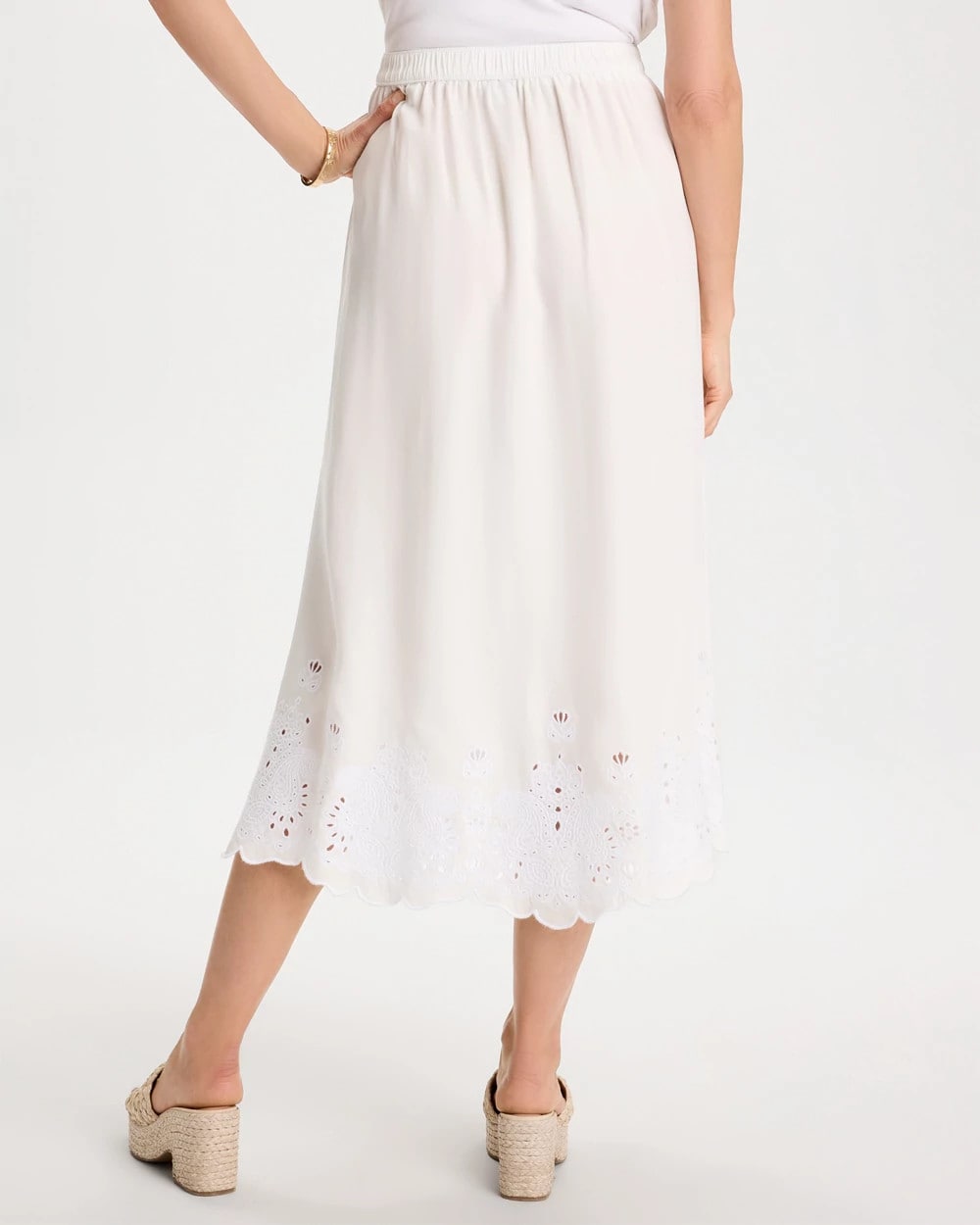 Chico's For Sale Alabaster Alabaster Twill Embroidered Hem Skirt