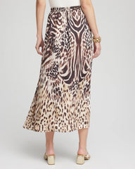 Chico's Outlet Black Animal Bengal Marks Faux Satin Skirt